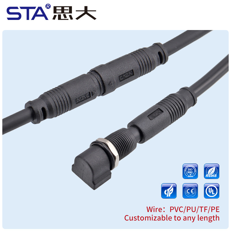 IP67 Waterproof  M8 Quick insertion Plastic Overmolded Connector 3 4 5 Pins