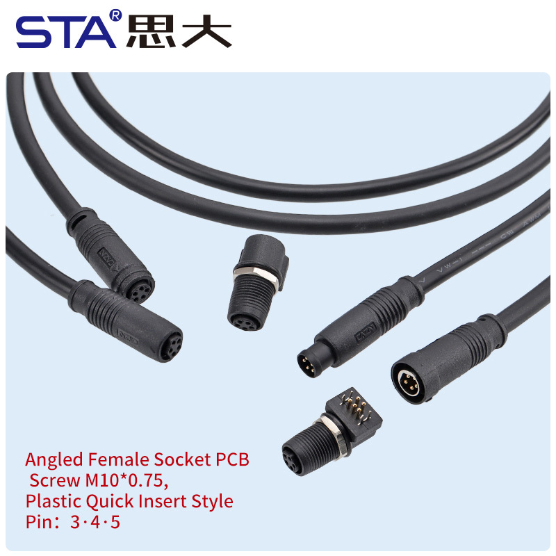 IP67 Waterproof  M8 Quick insertion Plastic Overmolded Connector 3 4 5 Pins