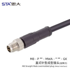 Straight Male overmolded plug (Metal interface)