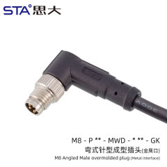 Angled Male overmolded plug (Metal interface)