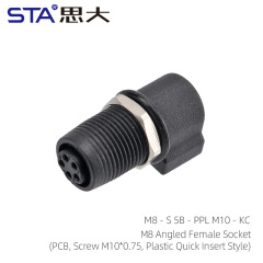 Angled Female socket(PCB Screw M10*0.75 Plastic Quick Insert Style)