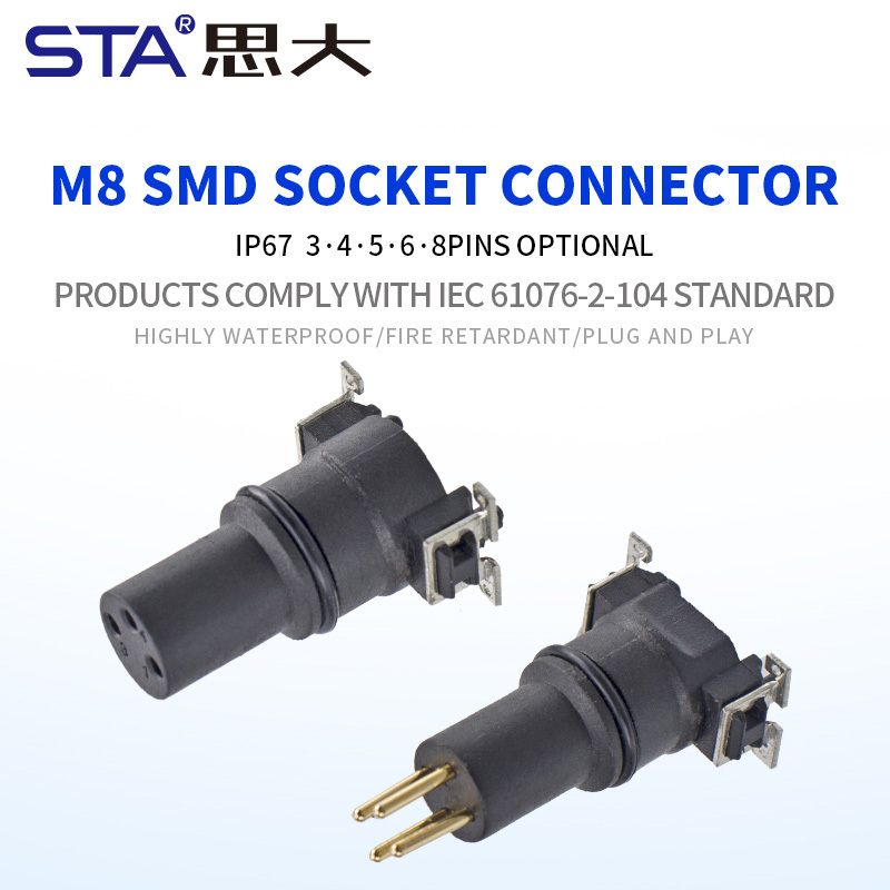 M8 Male/Female SMD Socket Connector 3 4 5 6 8 pins options