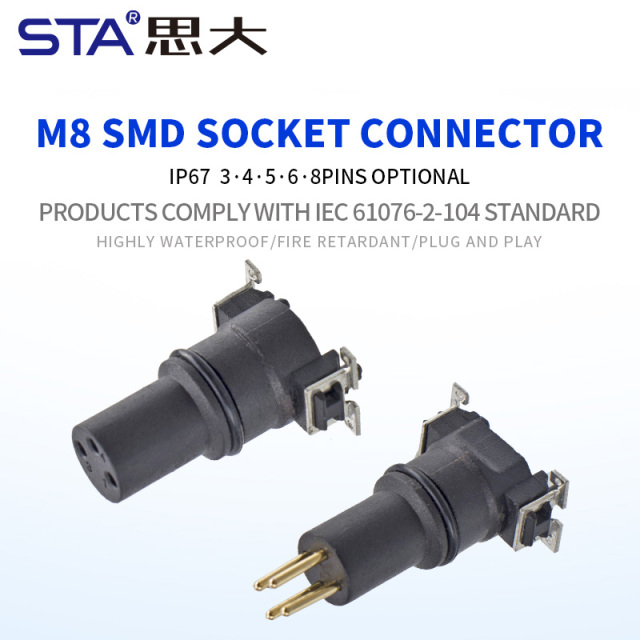 M8 Male/Female SMD Socket Connector 3 4 5 6 8 pins options