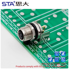 Waterproof M8 PCB Socket Straight/Angled Back Mount Metal Interface Grounded Connector 3 4 5 6 8 pins
