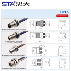 IP67 Waterproof M8 Built-in Pouring Front/Back Mount Glue Plug Connector with 30cm Electronic Wire