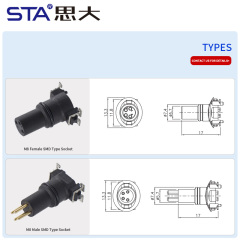 M8 Male/Female SMD Socket Connector 3 4 5 6 8 pins options