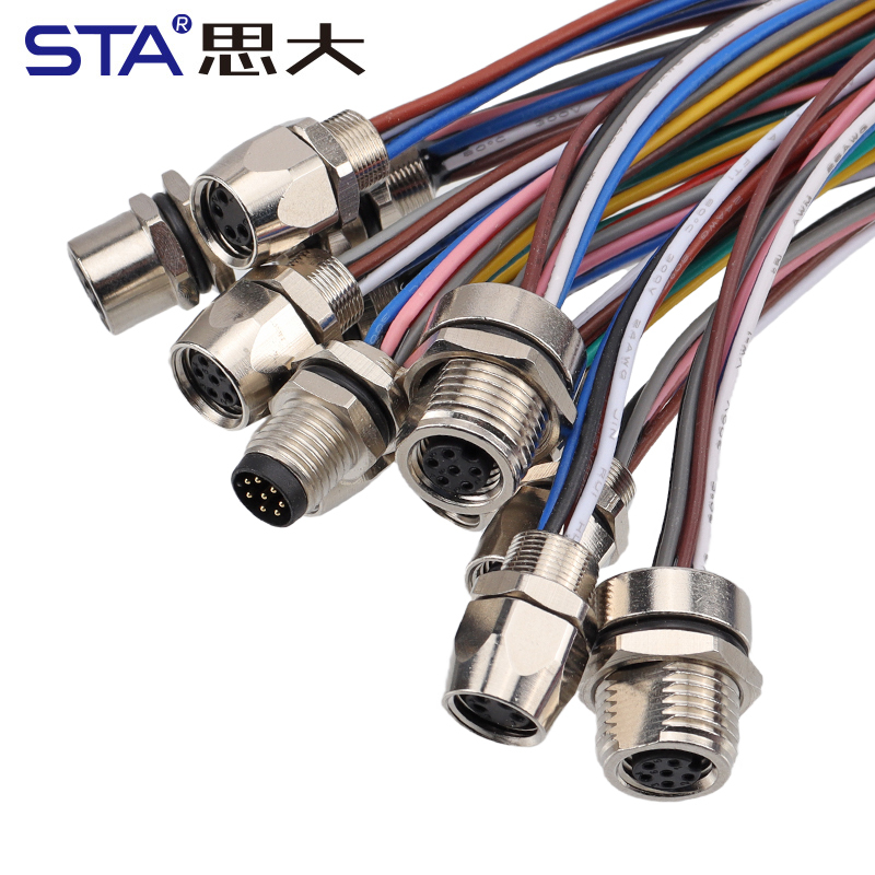 IP67 Waterproof M8 Built-in Pouring Front/Back Mount Glue Plug Connector with 30cm Electronic Wire