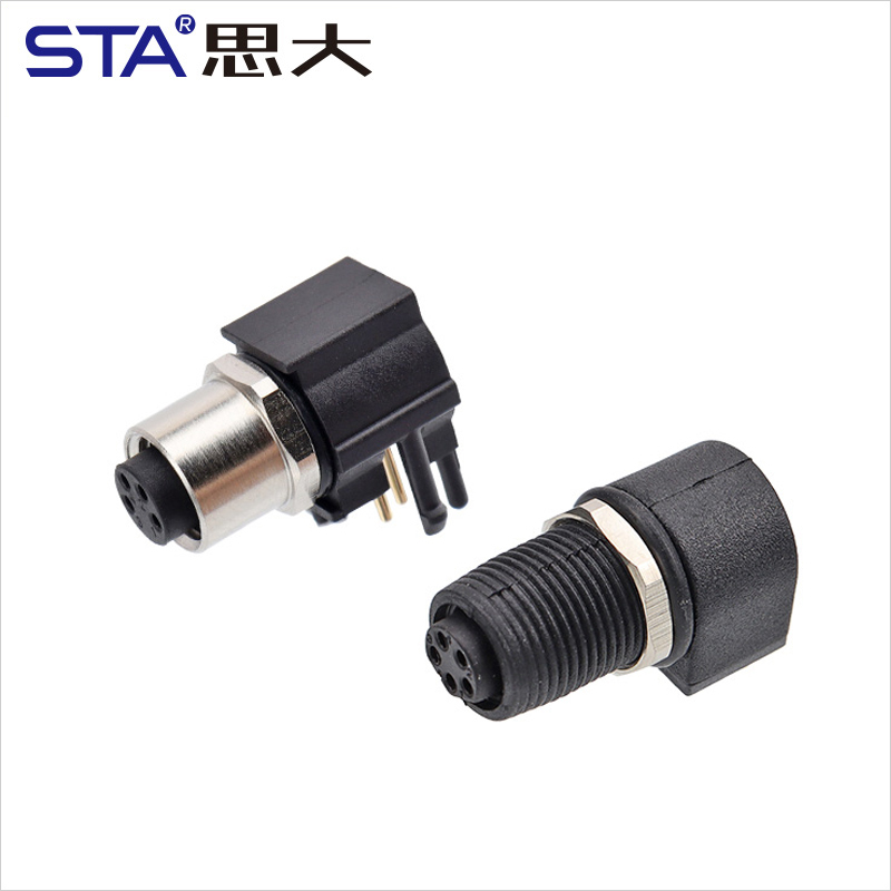 M8 Plastic Angled Male/Female Back Mount Quick Insert PCB Socket Connector 3 4 5 6 8 Pins
