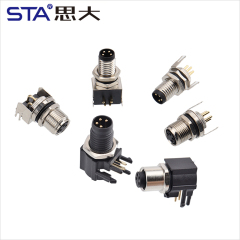 M8 Plastic Angled Male/Female Back Mount Quick Insert PCB Socket Connector 3 4 5 6 8 Pins