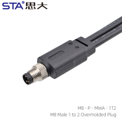 M8 Male 1 to 2 Overmolded Plug-P