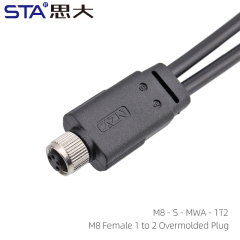 M8 Female 1 to 2 Overmolded Plug-S