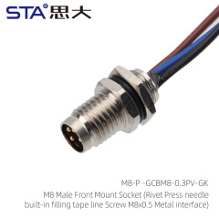 M8 Male Front Mount Socket (Rivet Press needle built-in filling tape line Screw M8x0.5 Metal interface)