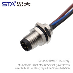M8 Female Front Mount Socket (Rivet Press needle built-in filling tape line Screw M8x0.5)