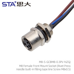 M8 Female Front Mount Socket (Rivet Pressneedle built-in filling tape line Screw M8x0.5)
