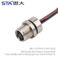 M8 Female Back Mount Socket(RivetPress needle built-in filling tape line Screw M10x0.75)