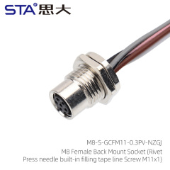 M8 Female Back Mount Socket(RivetPress needle built-in filling tape line Screw M11x1)