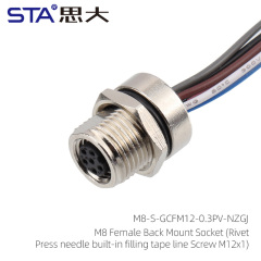 M8 Female Back Mount Socket (RivetPress needle built-in filling tape line Screw M12x1)
