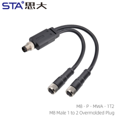 M8 Male 1 to 2 Overmolded Plug