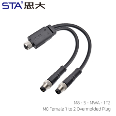 M8 Female 1 to 2 Overmolded Plug