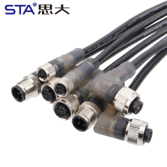 Waterproof M8 LED Straight Male/Female Overmolded Plug Connector 3 4 pins