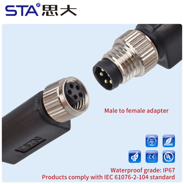 M8 Y T I Type Metal & Plastic Male to Female Adapter Connector