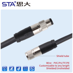 M8 Straight Male/Female Overmolded Plug with Damping 3 4 5 6 8 Pins