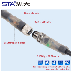 Waterproof M8 LED Straight Male/Female Overmolded Plug Connector 3 4 pins