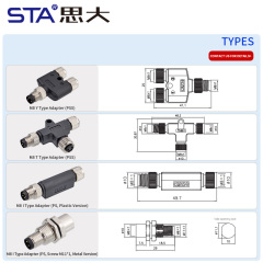 M8 Y T I Type Metal & Plastic Male to Female Adapter Connector