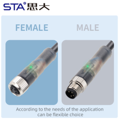 Waterproof M8 LED Straight Male/Female Overmolded Plug Connector 3 4 pins