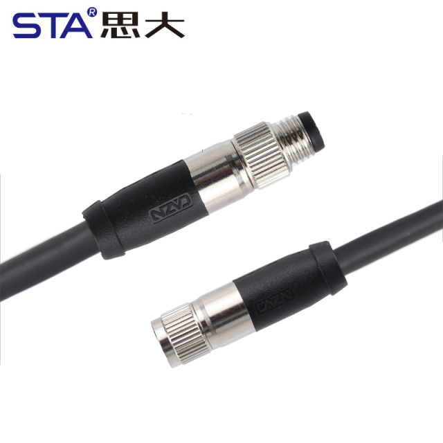 M8 Straight Male/Female Overmolded Plug with Damping 3 4 5 6 8 Pins