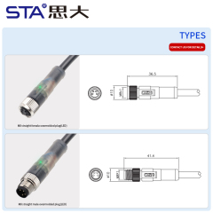Waterproof M8 LED Straight Male/Female Overmolded Plug Connector 3 4 pins