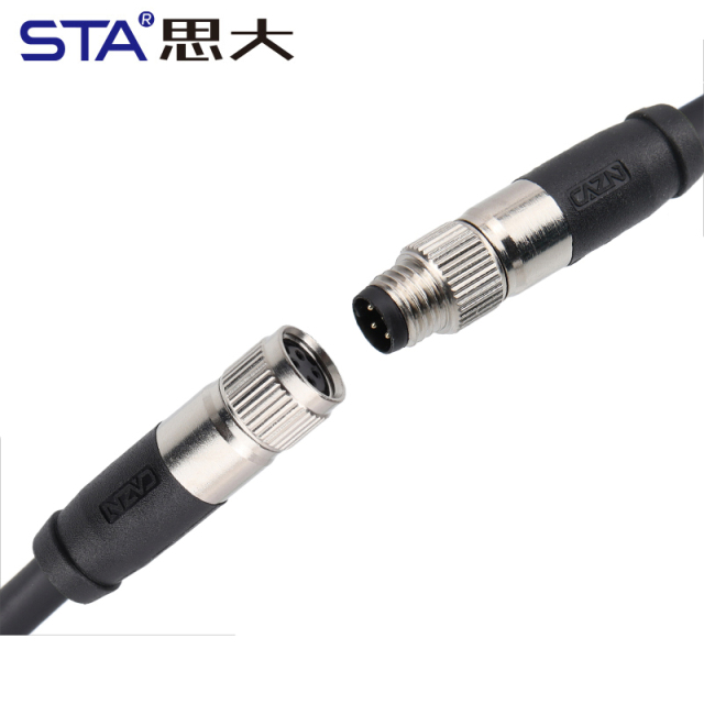 M8 Straight Male/Female Overmolded Plug with Damping 3 4 5 6 8 Pins