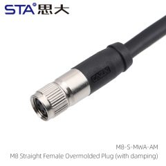 M8 Straight Female Overmolded Plug (with damping)