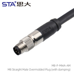 M8 Straight Male Overmolded Plug (with damping)