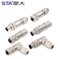M12 Aviation Solder Metal Assembled Plug Connector Straight/Angled Male/Female Waterproof IP67 PG7/PG9 Screw Type