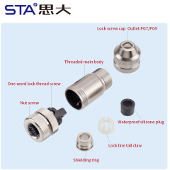 M12 Metal Assembled Sensor Plug Straight/Angled Male/Female Waterproof IP67 PG7/PG9 Screw Type Connector