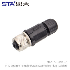 M12 Straight Female Plastic Assembled Plug