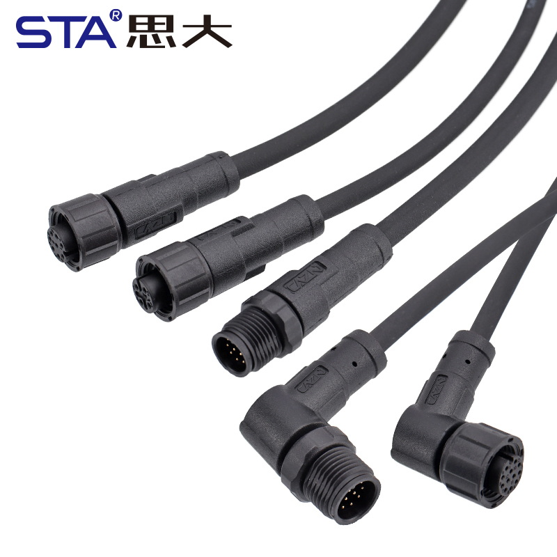 M12 Aviation Plug Plastic Male Female Unshielded Field Wireable Waterproof Connector | PVC/TPU Cable 1M 2M 5M Customized | 2 3 4 5 6 8 12 17 Pin