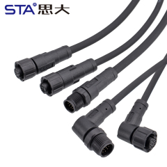 M12 Aviation Plug Plastic Male Female Unshielded Field Wireable Waterproof Connector | PVC/TPU Cable 1M 2M 5M Customized | 2 3 4 5 6 8 12 17 Pin