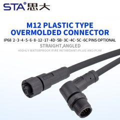 M12 Aviation Plug Plastic Male Female Unshielded Field Wireable Waterproof Connector | PVC/TPU Cable 1M 2M 5M Customized | 2 3 4 5 6 8 12 17 Pin