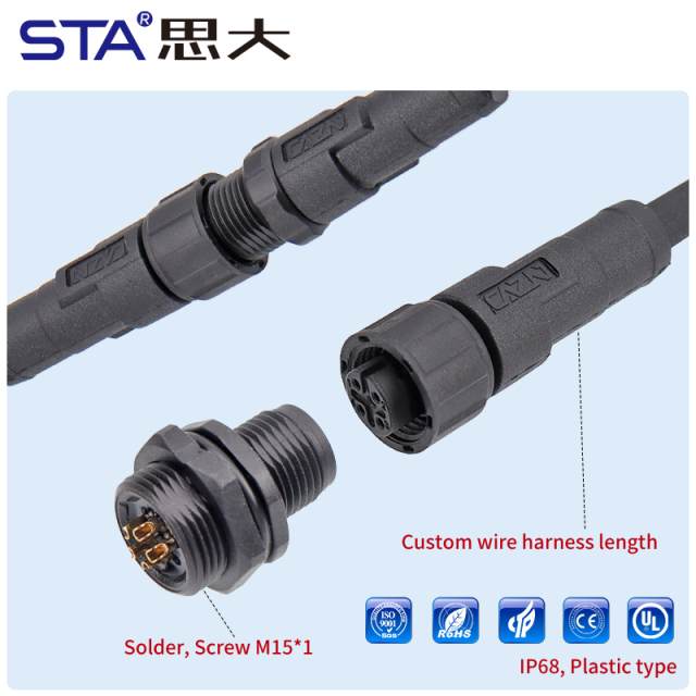 M12 Aviation Plug Plastic Male Female Unshielded Field Wireable Waterproof Connector | PVC/TPU Cable 1M 2M 5M Customized | 2 3 4 5 6 8 12 17 Pin