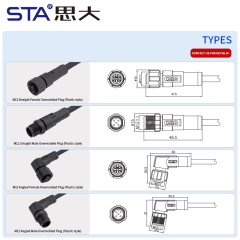 M12 Aviation Plug Plastic Male Female Unshielded Field Wireable Waterproof Connector | PVC/TPU Cable 1M 2M 5M Customized | 2 3 4 5 6 8 12 17 Pin