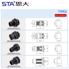 M12 Plastic Aviation Plug Front/Back Mount Solder Socket Connector | Male/Female | Screw M15x1/M12x1 | A/B/D Code | 2–17 Pin Waterproof Industrial Circular Connector