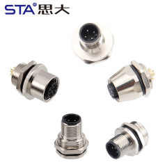 M12 Front/Back Mount Solder Socket Male Female Connector PG9/M12/M16
