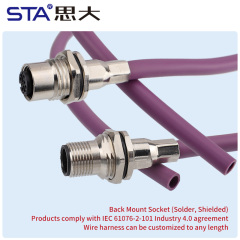 M12 Male Female Back Mount Metal Solder Socket Connector Shield tube Screw M16x1.5/PG9