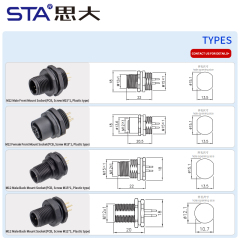 Waterproof M12 Panel Mount Plastic PCB Socket Connectors