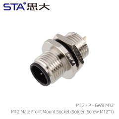 M12 Male Front Mount Socket(Solder Screw M12)