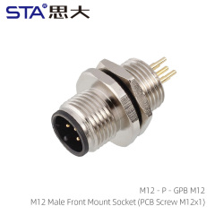 M12 Male Front Mount Socket(PCB Screw M12)