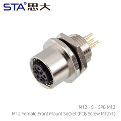 M12 Female Front Mount Socket (PCB Screw M12x1)