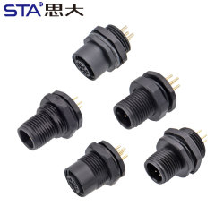 Waterproof M12 Panel Mount Plastic PCB Socket Connectors